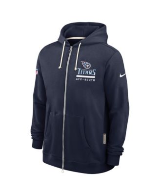 Men's Navy Tennessee Titans Sideline Utility Player Performance Full-Zip Hoodie