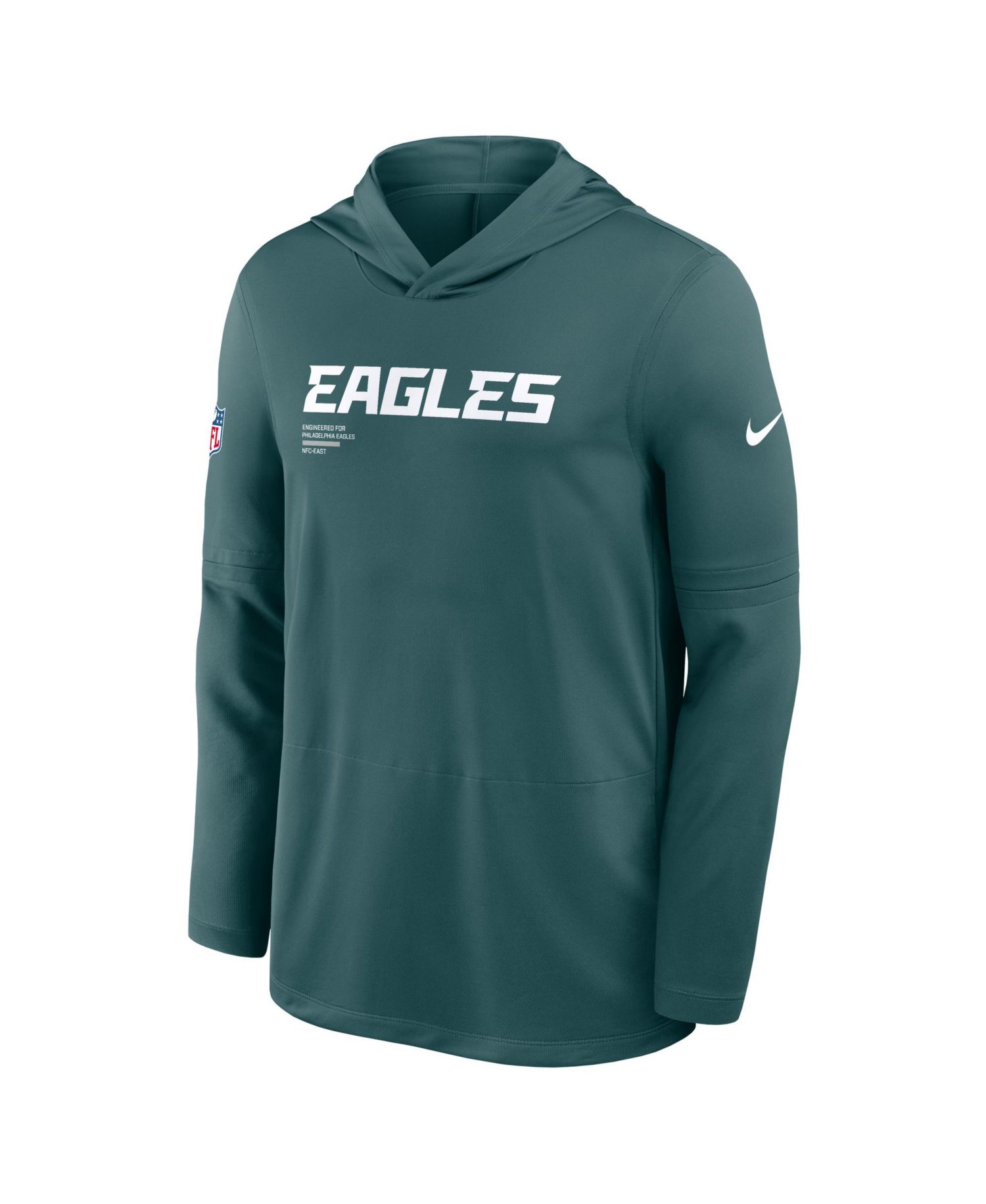Men's Midnight Green Philadelphia Eagles Big & Tall Sideline Performance Long Sleeve Hoodie T-Shirt