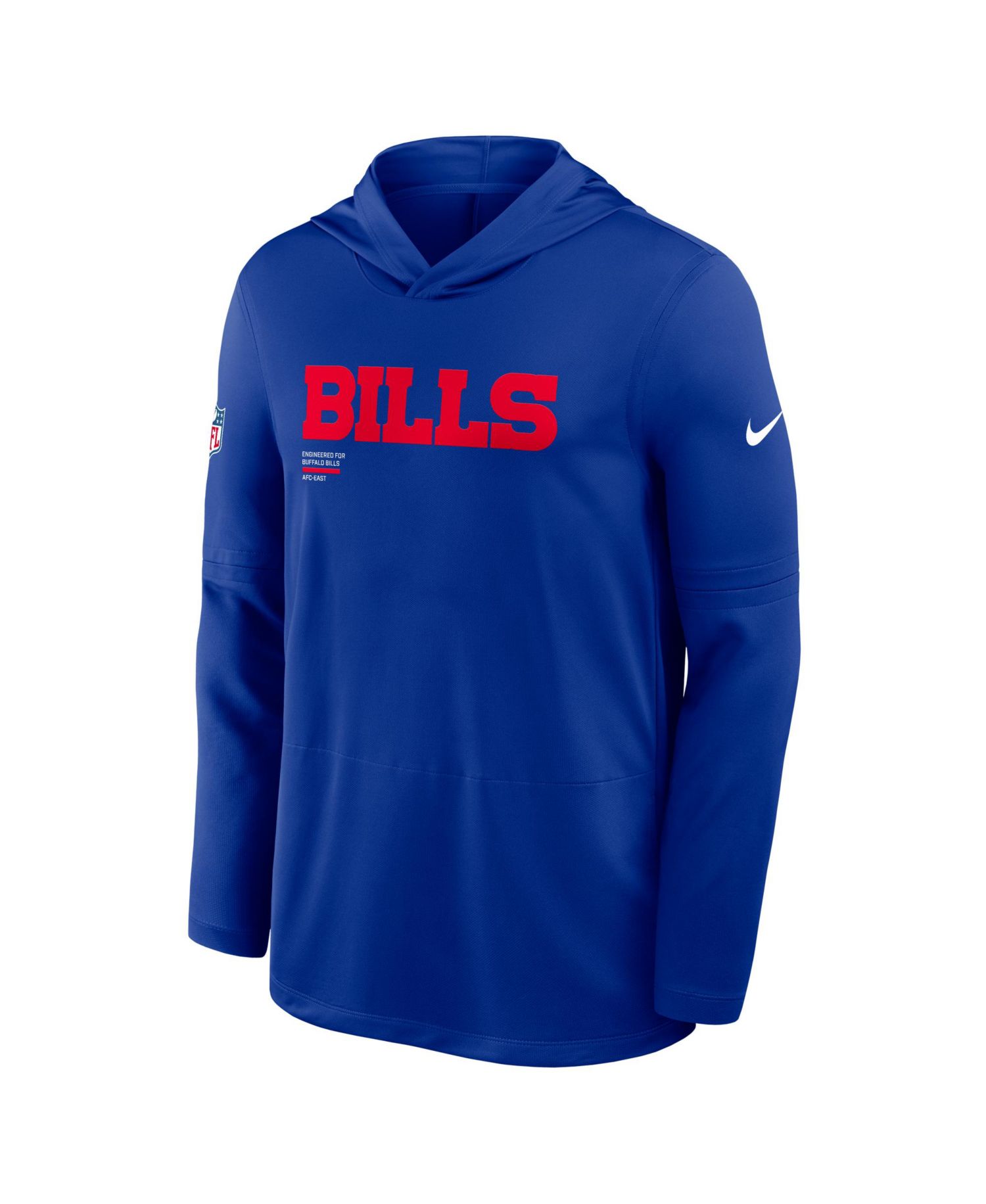 Men's Royal Buffalo Bills Big & Tall Sideline Performance Long Sleeve Hoodie T-Shirt