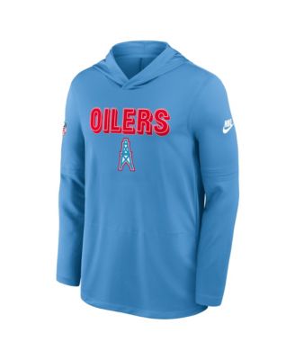Men's Light Blue Tennessee Titans Oilers Throwback Alt Pack Performance Long Sleeve Hoodie T-Shirt