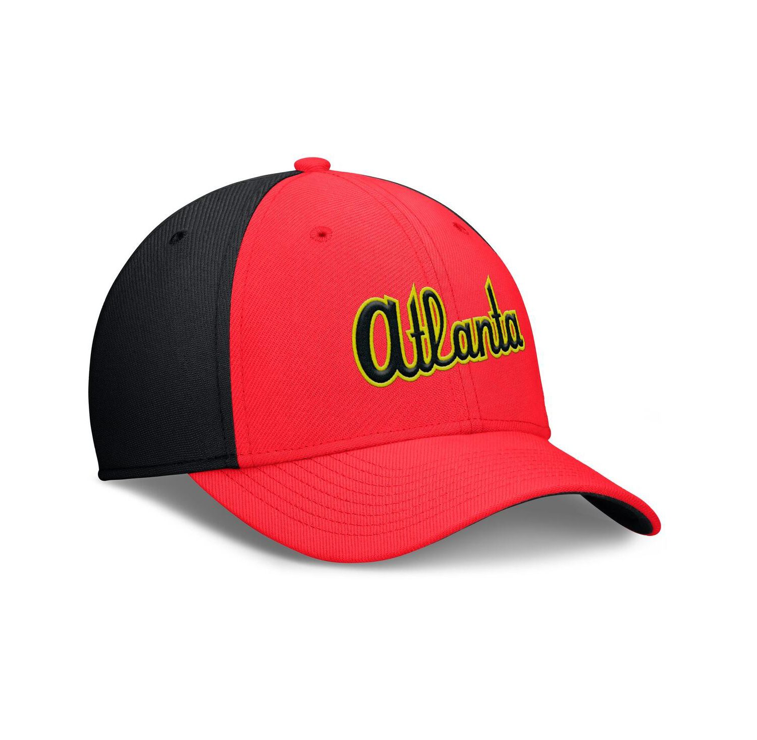 Men's Crimson/Black Atlanta Braves Neon 90s Rise Swoosh Flex Hat