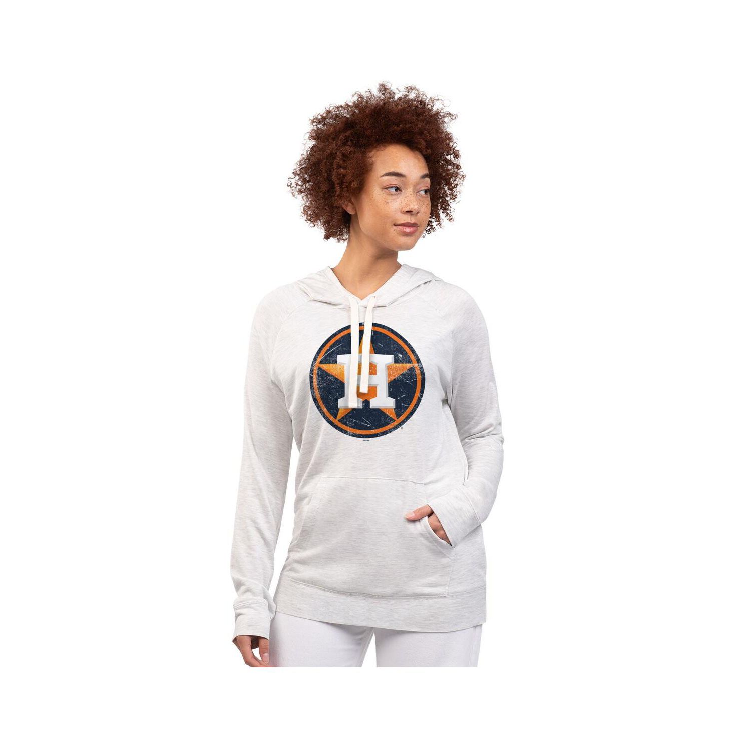 Women's Oatmeal Houston Astros Pregame Pullover Hoodie