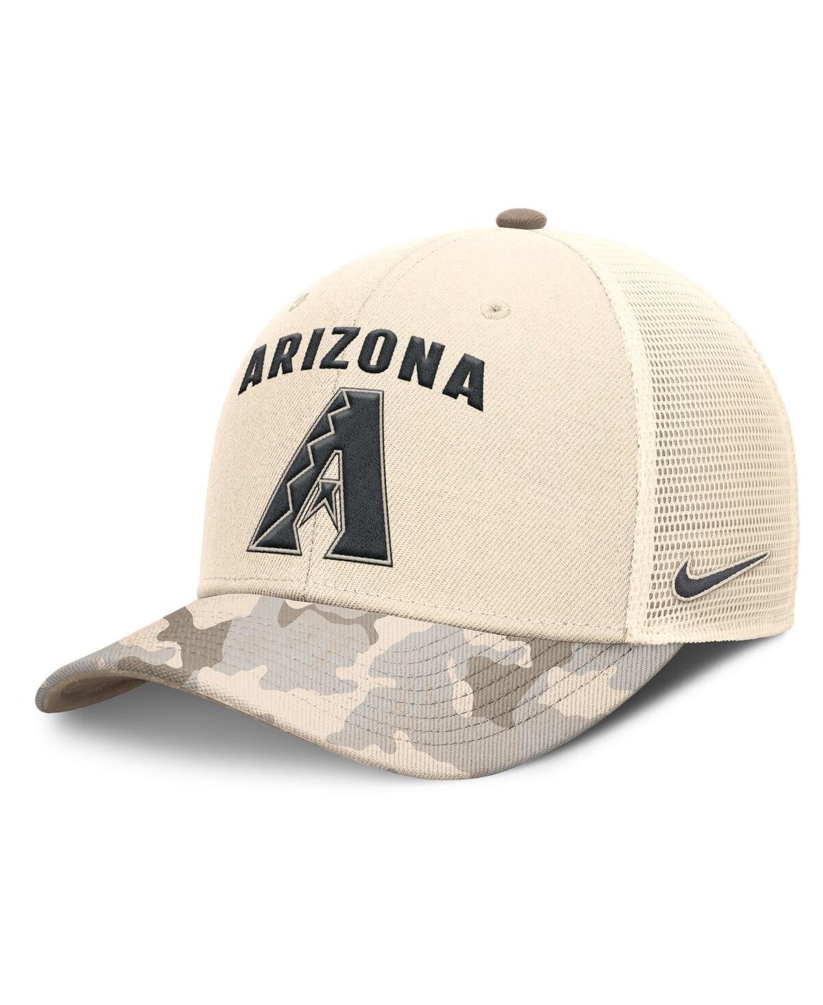 Nike Men's Natural Arizona Diamondbacks Camo Natural Pack Rise Adjustable Trucker Hat In Brown