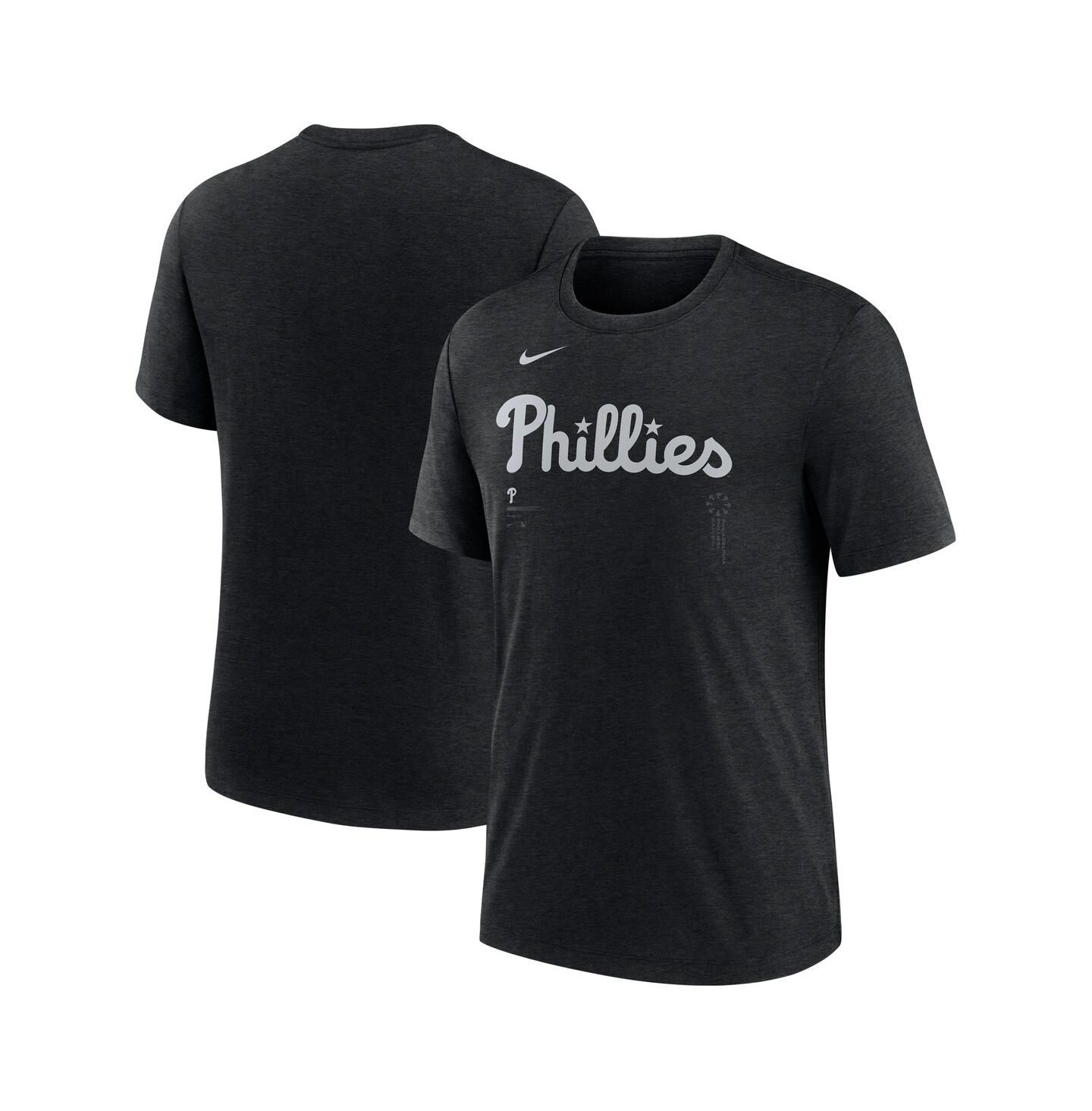 Мужская футболка Nike Dark Gray Philadelphia Phillies Lights Out Wordmark Tri-Blend — фото 1