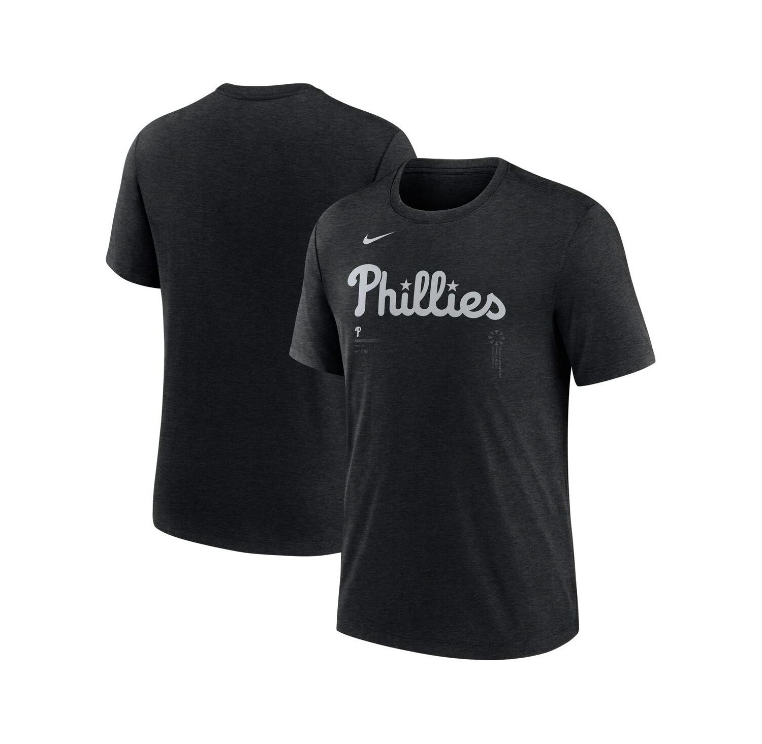 Men's Dark Gray Philadelphia Phillies Lights Out Wordmark Tri-Blend T-Shirt