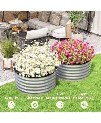 Raised Garden Beds, Set of 2 Galvanized Planter Boxes, Φ3' x 1.4'