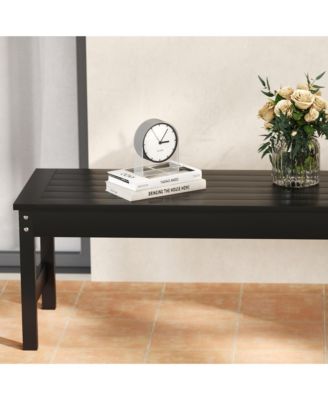 47" HDPE Outdoor Bench, Backless Slatted Garden Bench Seat,