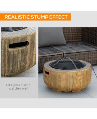 Fire Pit with Spark Screen and Poker, 24" Wood-burning Bowl,