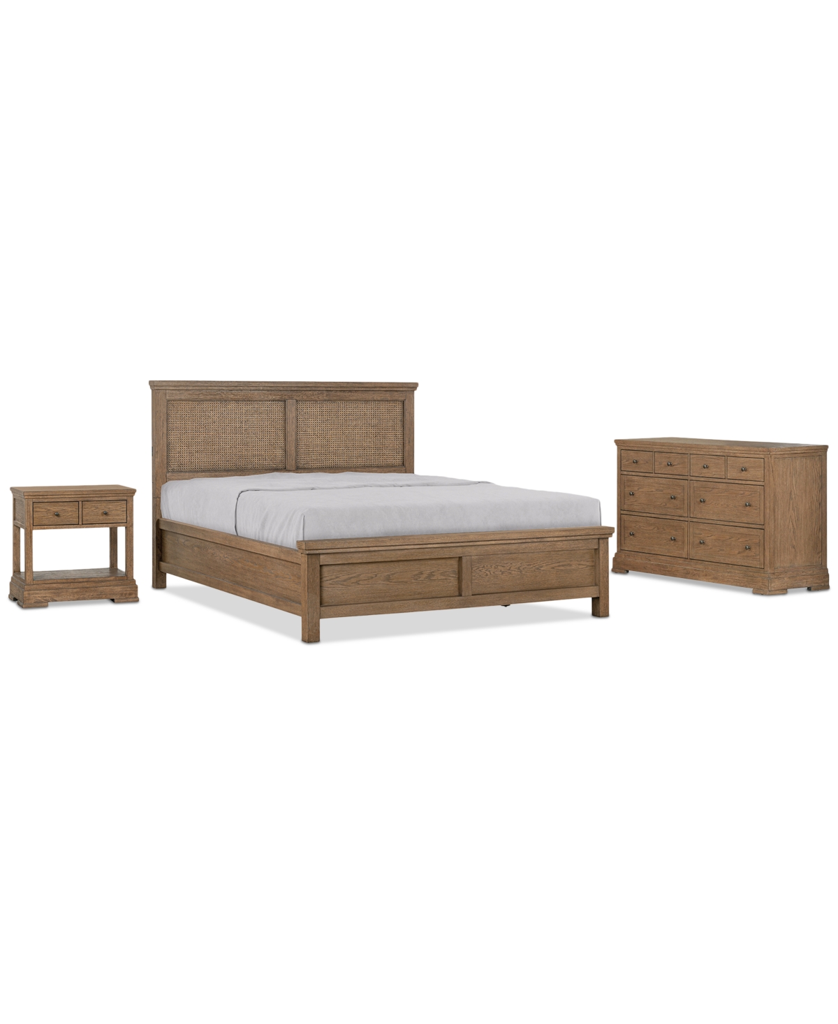 Macy's Alverton 3 Pc. King Cane Set (bed, Dresser & 1-drawer Nightstand), Created For  In Transparent