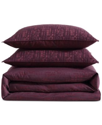Linear Circuit Cotton Yarn Dyed 3-Pc. Duvet Cover Set, Queen