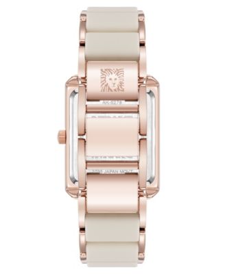 Women's Quartz Casual Rectangular Rose Gold-Tone Metal Alloy Bracelet Watch, 26mm