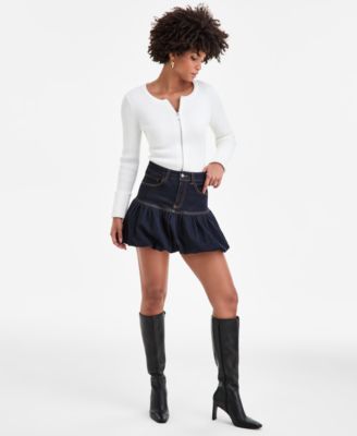 Women's Zip-Front Ribbed-Knit Sweater, Macy's Exclusive