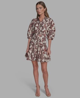 Women's Collared Short-Sleeve Fit & Flare Dress