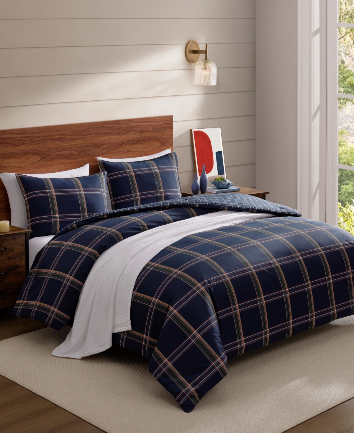 Tommy Hilfiger Beacon Plaid Cotton 2-piece Comforter Set, Twin In Blue