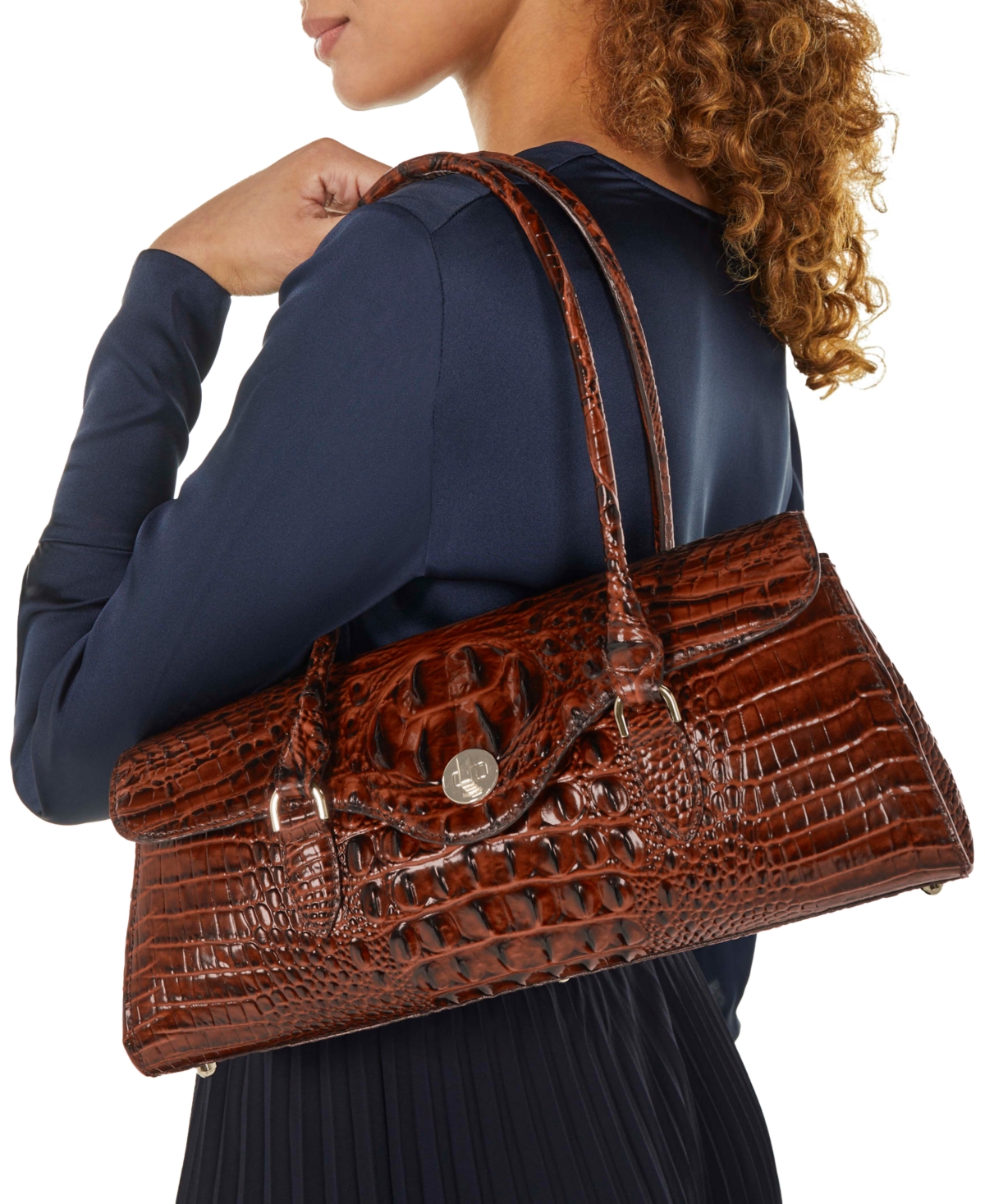 Brahmin Dayan Small Leather Towers Satchel In Burgundy