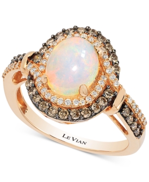 image of Le Vian Chocolatier Opal (1-1/5 ct. t.w.) and Diamond (1/2 ct. t.w.) Ring in 14k Rose Gold, Created for Macy-s