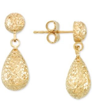 image of Textured Teardrop Drop Earrings in 14k Gold
