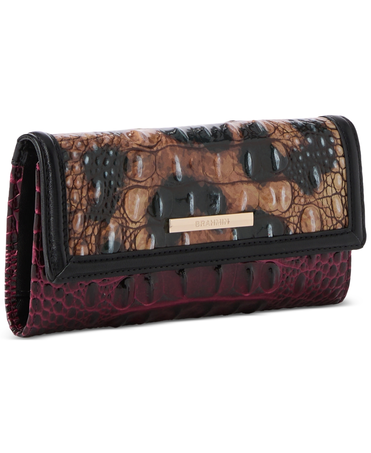 Brahmin Cordelia Croc Embossed Leather Trifold Wallet In Brown