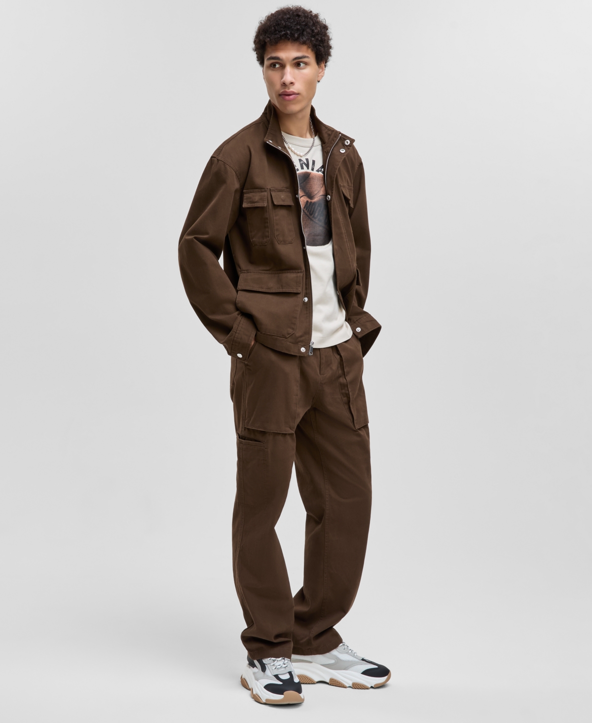 Mode Of One Men's Relaxed-fit Cargo Jacket, Macy's Exclusive In Brown