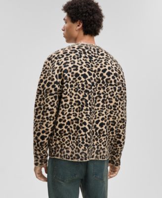Men's Leopard-Print V-Neck Cardigan, Macy's Exclusive