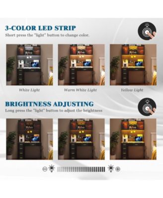 Office study computer desk with charging station and LED lights