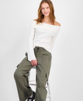 Juniors' Drawstring Cargo Utility Pants