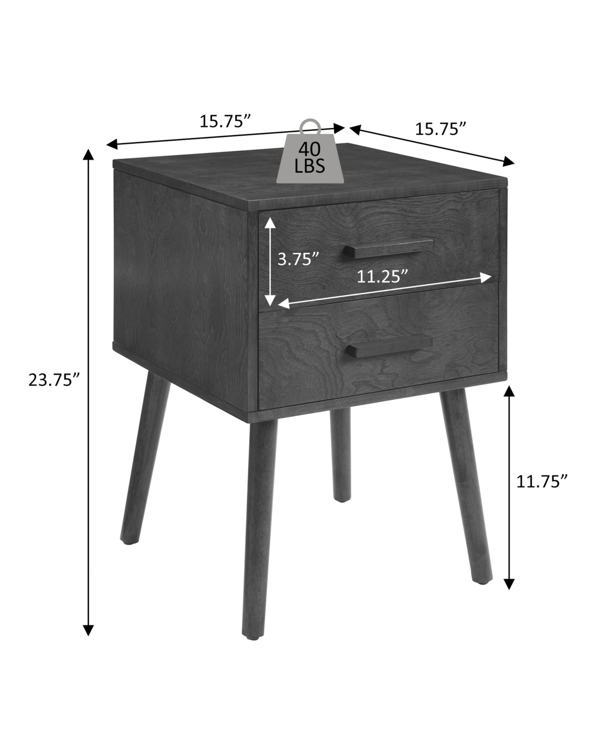 Convenience Concepts 15.75" Wood Oslo 2-drawer End Table In Multi