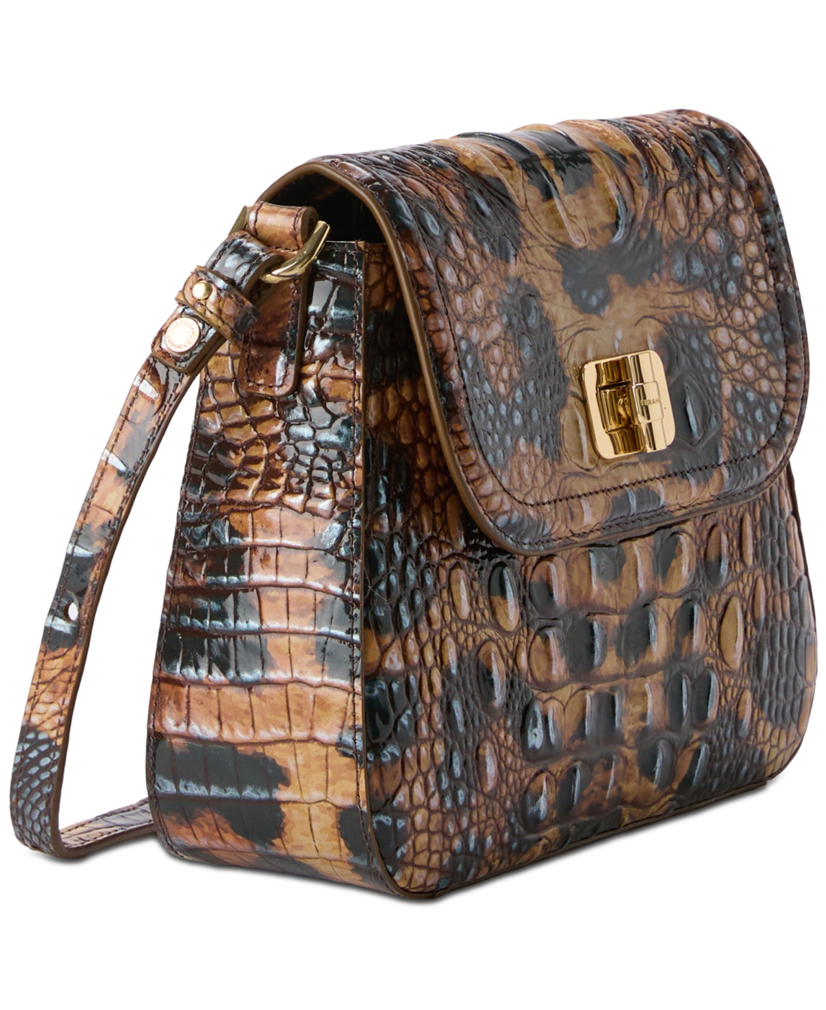 Brahmin Gianna Croc Embossed Leather Crossbody Bag In Brown