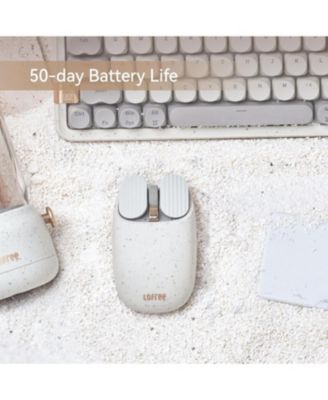 Wavy Chips Dual-Mode Wireless Mouse, 5 Adjustable DPI Levels, 50-Day Battery Life, Milk Tea Color, for Windows, MacOS, iOS, Android