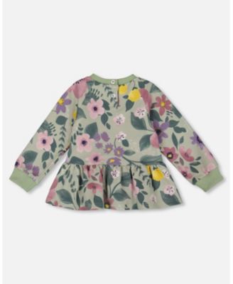 Baby Girl Stretch Fleece Sweatshirt Sage Floral - Baby