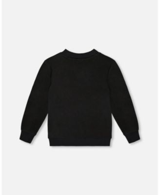 Baby Boy Super Soft Brushed Jersey Long Sleeve Top Black with Plaid Pocket - Baby