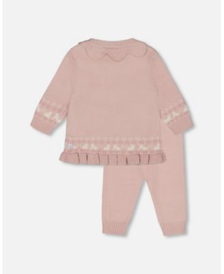 Baby Girl Knitted Top and Pant Set Light Pink - Baby