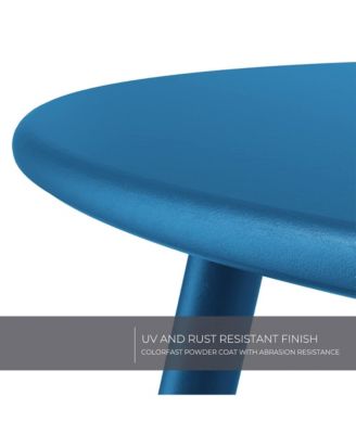 18" Galvanized Patio Steel Side Table,Powder-Coated, UV/Rust-Proof,W/ Adjustable Foot Pads