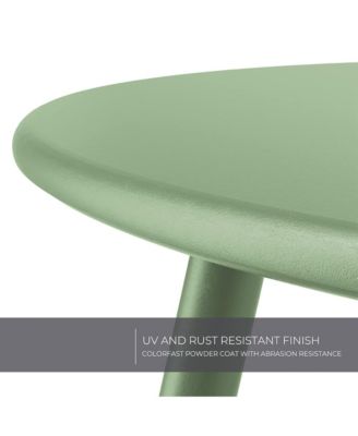 18" Galvanized Patio Steel Side Table,Powder-Coated, UV/Rust-Proof,W/ Adjustable Foot Pads