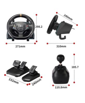 Gaming Racing Wheel with Pedals, 1080&deg; Rotation, Shifter & Paddle Shifters – Compatible with PC, PS4, Xbox One/Series X|S, Switch – Dual Vibration