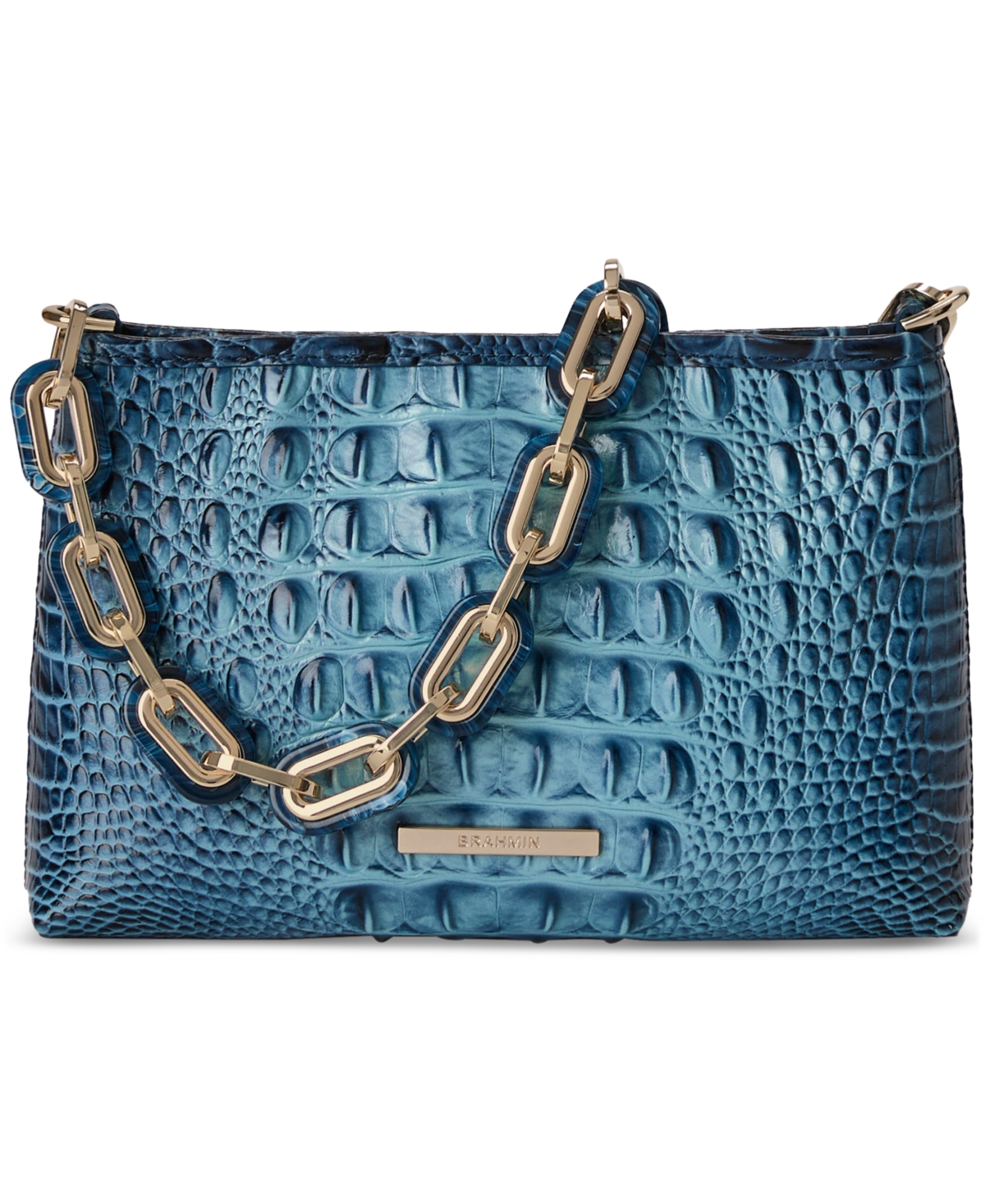 Brahmin Mod Small Leather Chain Shoulder Bag In Blue