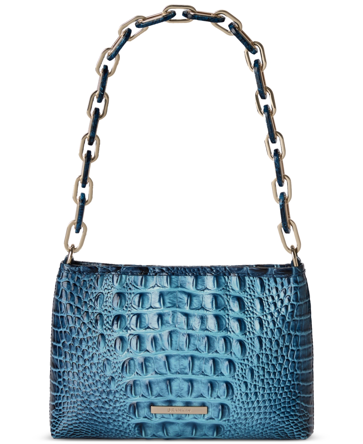 Brahmin Mod Small Leather Chain Shoulder Bag In Blue