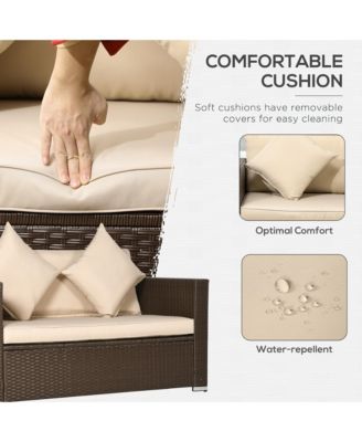 Wicker Loveseat, Patio Furniture Couch, Padded Outdoor Sofa,