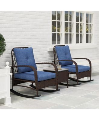 Patio Furniture Set, Rocking Chairs w/ Table, Cushion