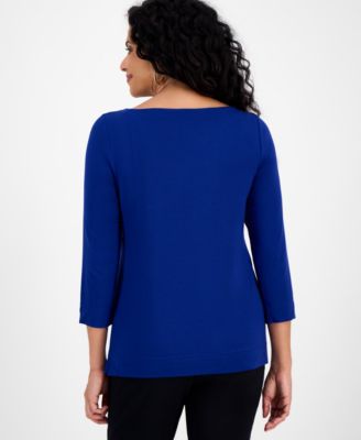 Women's Boat-Neck 3/4-Sleeve Top, Macy's Exclusive