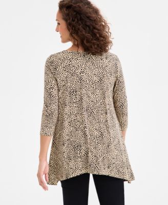 Women's Printed 3/4-Sleeve Swing Knit Top