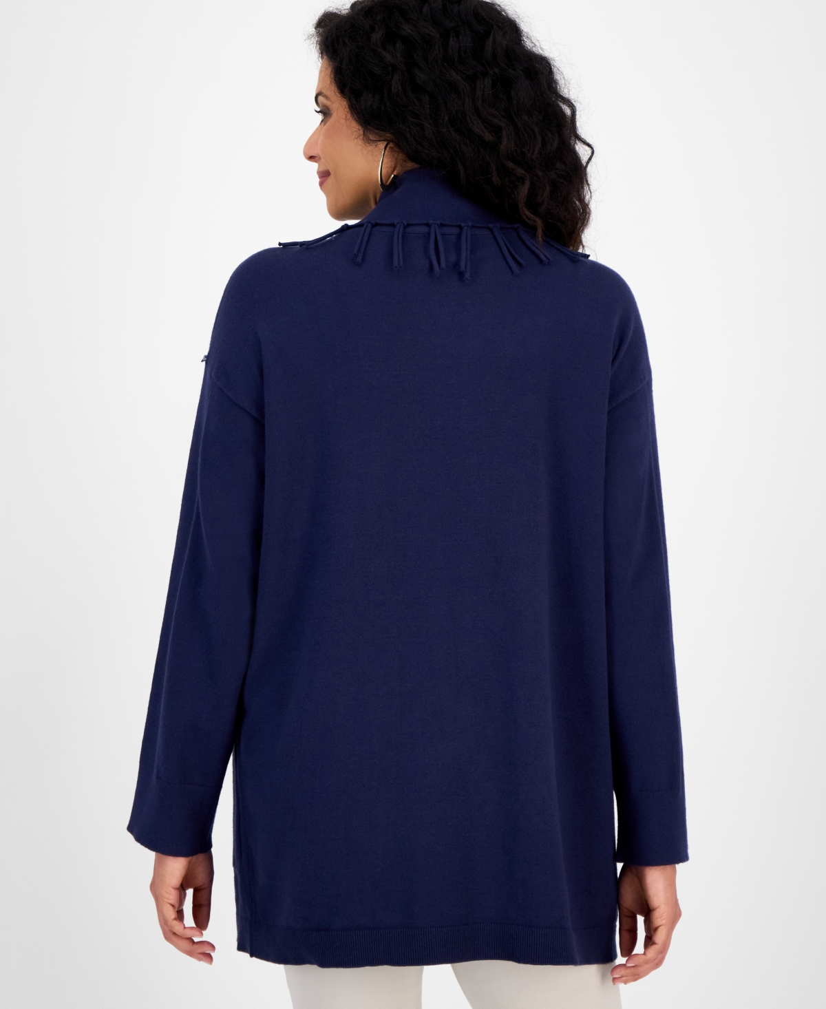 Jm Collection Women's Fringe Shawl-collar Open-front Cardigan, Macy's Exclusive In Blue