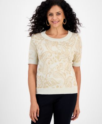 Women's Shine Jacquard Paisley Sweater, Macy's Exclusive