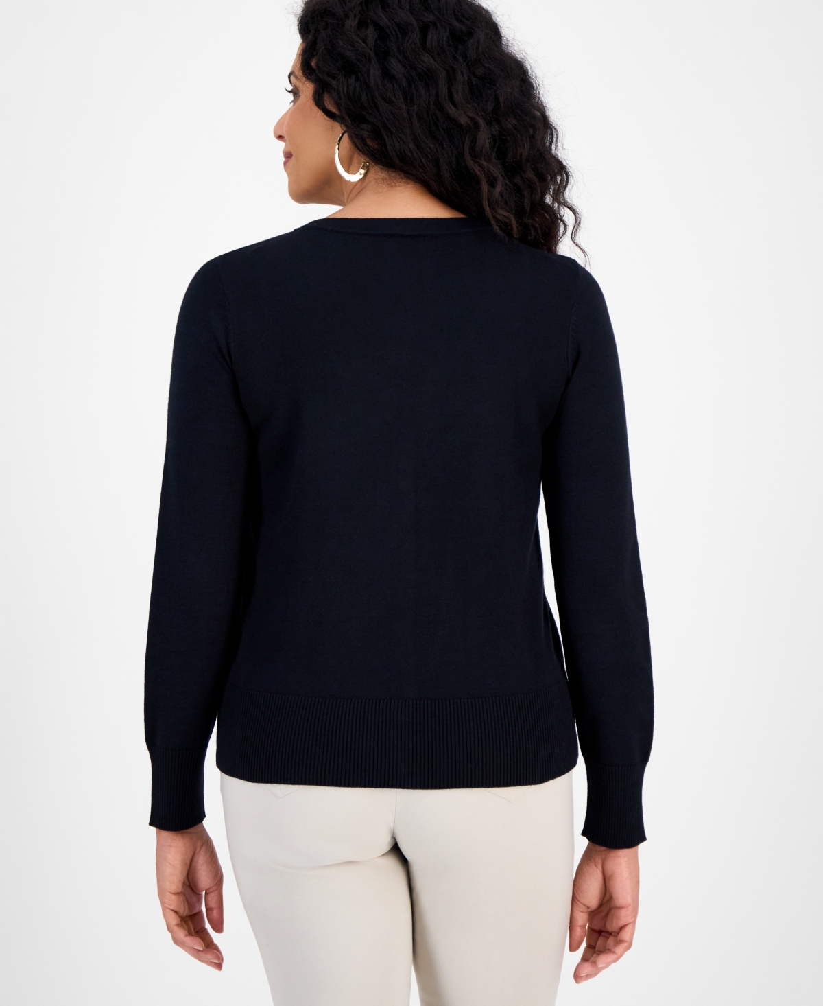 Jm Collection Women's Fran Solid Novelty Long Sleeves Sweater, Macy's Exclusive