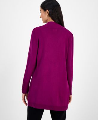 Women's Button-Sleeve Flyaway Cardigan Sweater