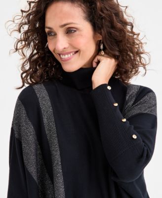 Women's Poncho Turtleneck Sweater