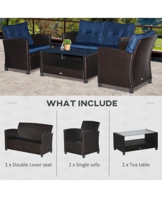 4 PC Outdoor Patio Furniture Sofa Set with Table,
