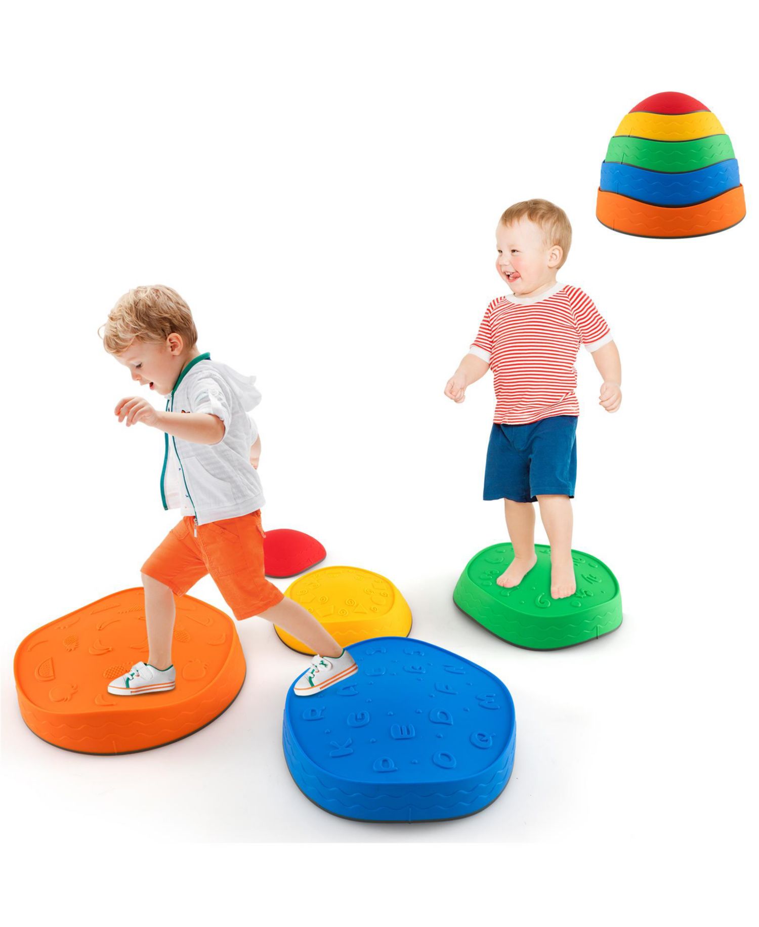 5 Pcs Kids Stepping Stones w/ Non-Slip Edge Sensory Toy for Indoor/Outdoor Play