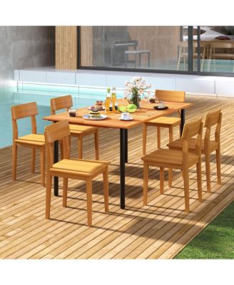 Rectangular Acacia Wood Dining Table w/ 1.9'' Umbrella Hole Patio