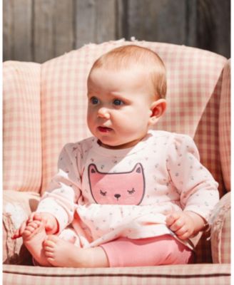 Baby Girls Cotton Dress and Leggings Set Pink Mini Floral